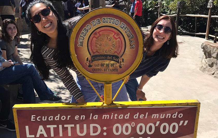 Two students traveling abroad in Ecuador