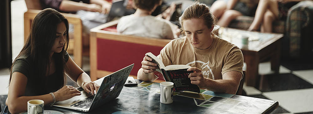 Willamette students studying at a table.