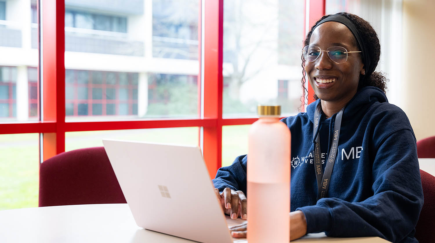 A Willamette MBA student in the classroom