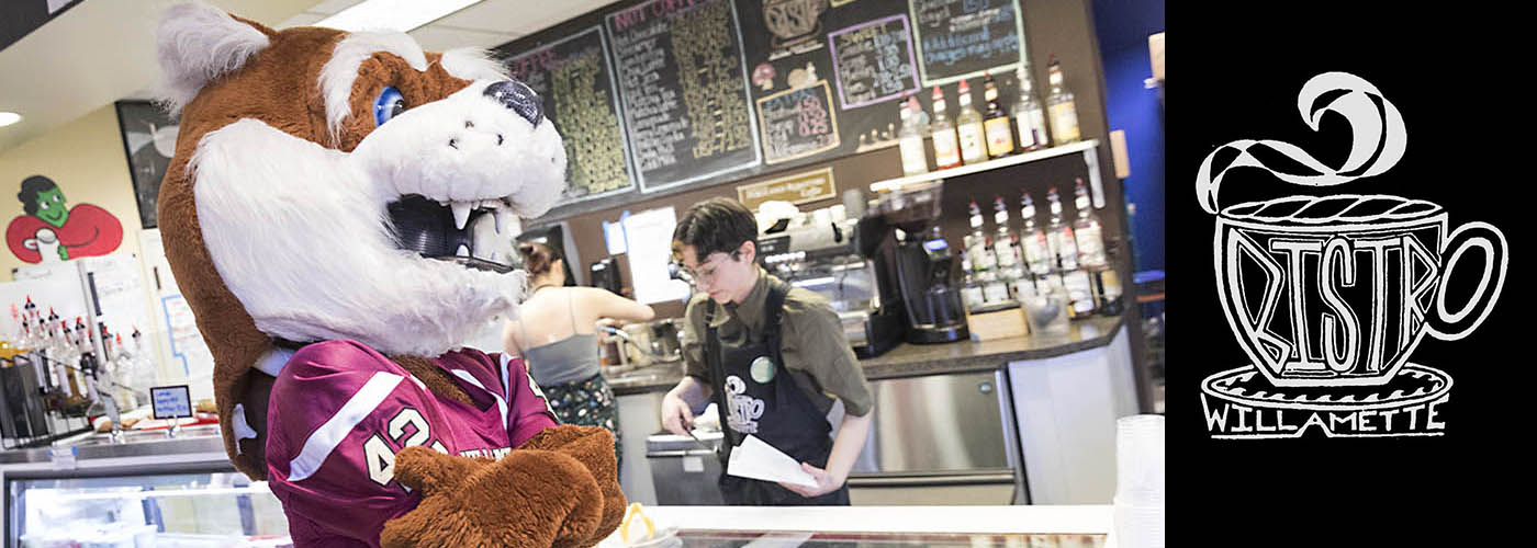 The Bistro logo and photo of Blitz the Bearcat visiting The Bistro