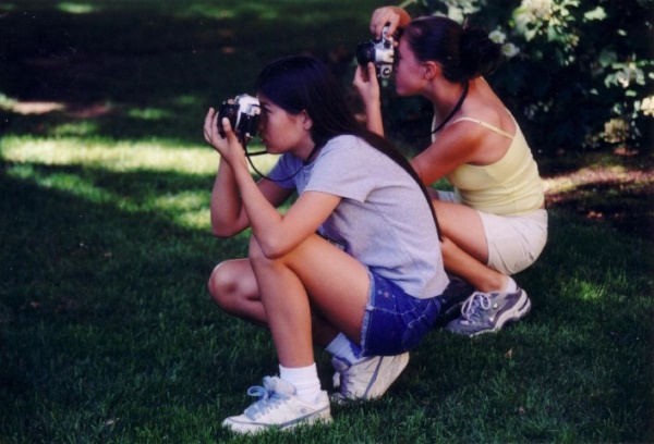 Willamette Academy students doing photography.