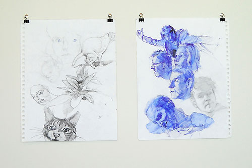The Hand That Finds, The Hand That Feeds, The Hand That Fails: An Installation of Sketchbook Drawings by Nathan Lewis