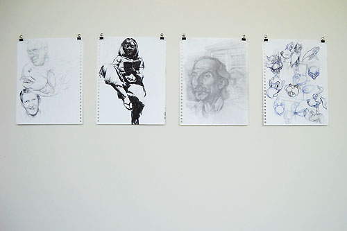 The Hand That Finds, The Hand That Feeds, The Hand That Fails: An Installation of Sketchbook Drawings by Nathan Lewis