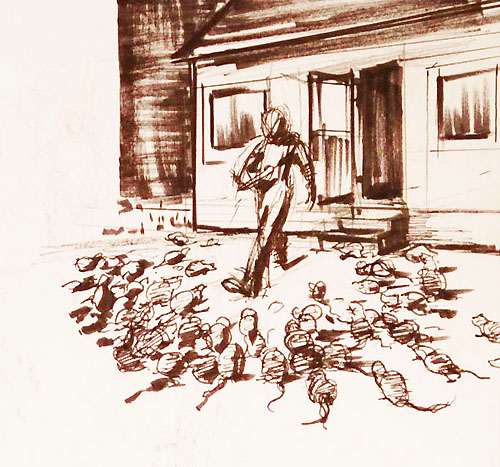 The Hand That Finds, The Hand That Feeds, The Hand That Fails: An Installation of Sketchbook Drawings by Nathan Lewis
