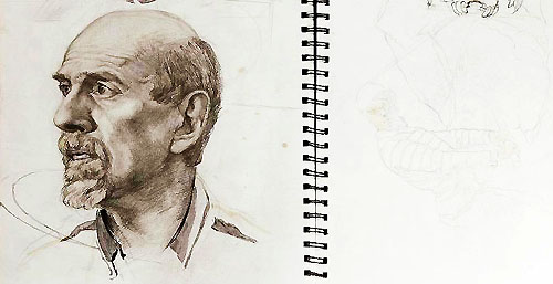 The Hand That Finds, The Hand That Feeds, The Hand That Fails: An Installation of Sketchbook Drawings by Nathan Lewis