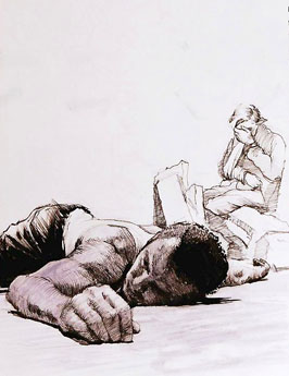 The Hand That Finds, The Hand That Feeds, The Hand That Fails: An Installation of Sketchbook Drawings by Nathan Lewis