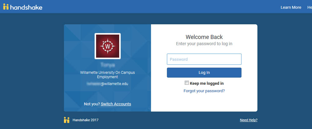 Log in to Handshake