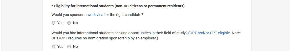 Eligibility for International Students