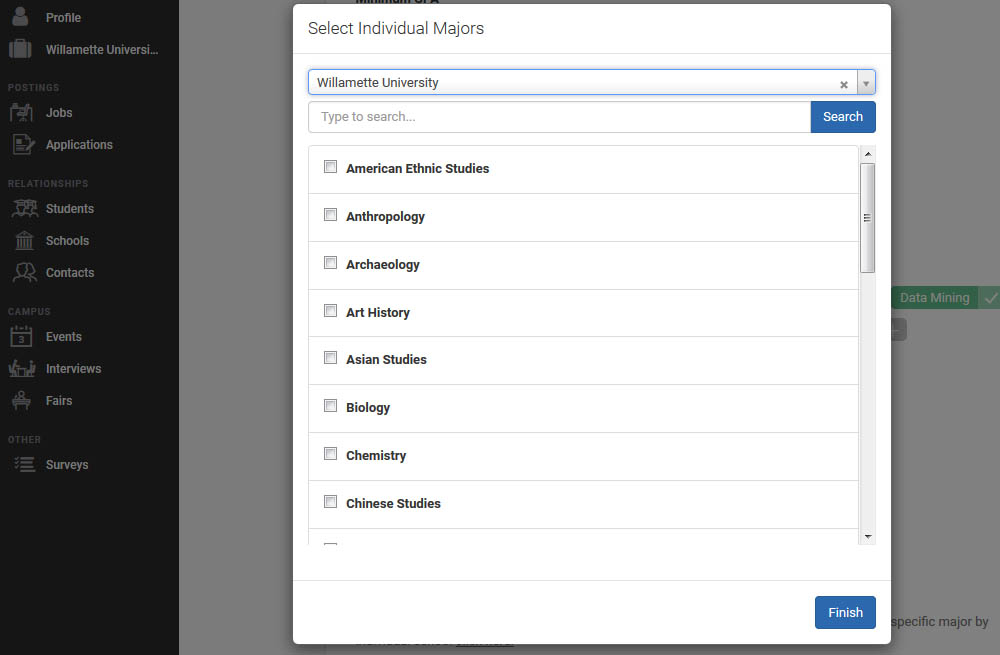 Select Individual Majors