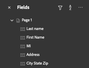 Adobe Acrobat Prepare Form showing form fields.