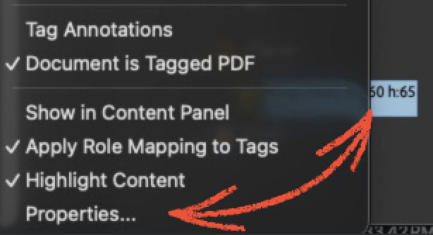 Adobe Acrobat context menu with Properties selected.