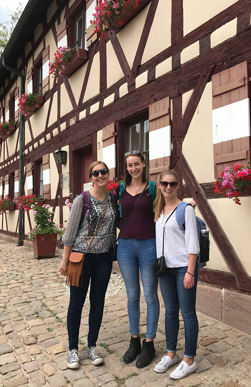 Three students studying abroad in Germany