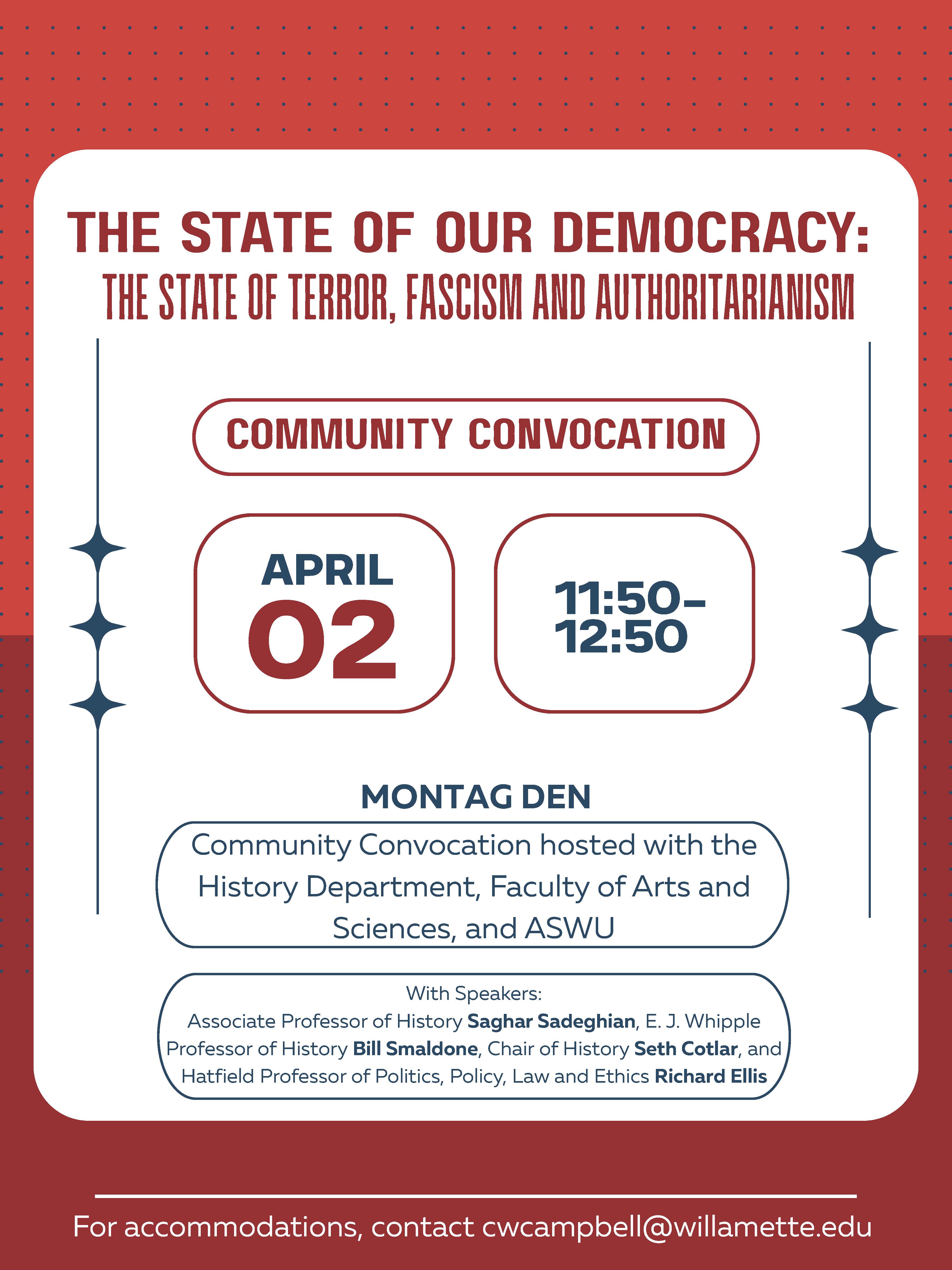 Convocation on the State of our Democracy: The State of Terror, Authoritarianism, and Fascism