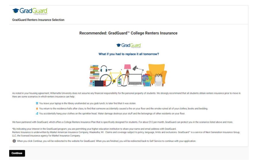 GradGuard Renters Insurance Selection