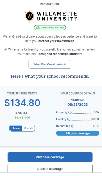 Renters Quote and Coverage Details