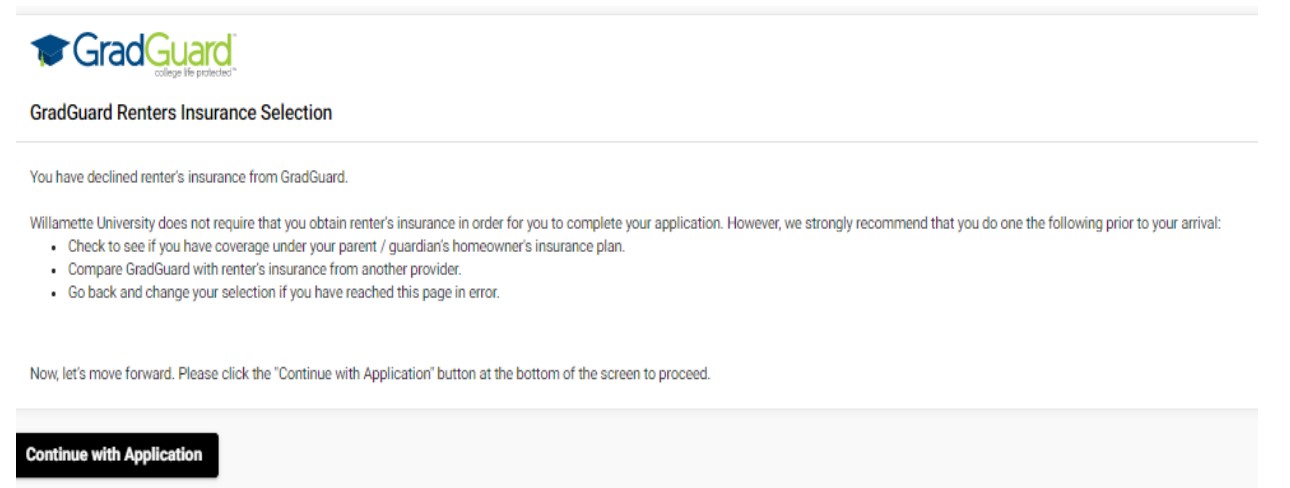 GradGuard Renters Insurance Selection