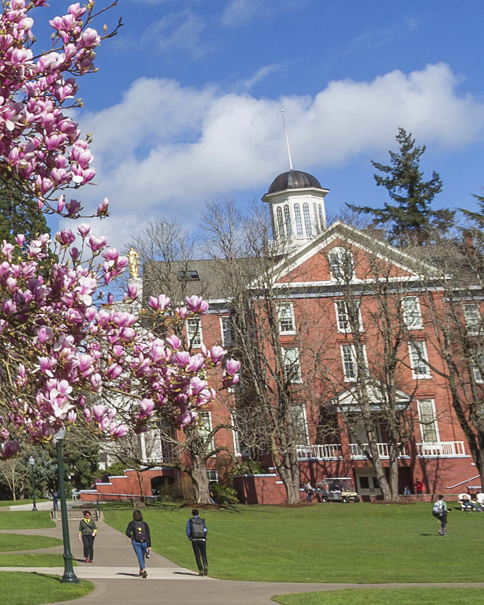 A brick building named Waller Hall at Willamette.