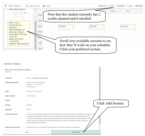 Screenshot Showing How To Check If A Course Will Work On Your Schedule ...