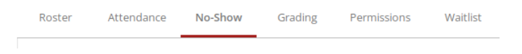 Screenshot showing the "No-Show" tab for a course section in SAGE for Faculty.