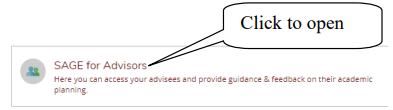 Screenshot showing where to find the link for SAGE for Advisors.