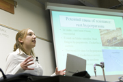 student presenting image