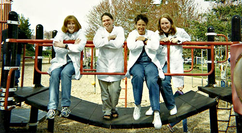 Group photo of the Willamette Webber Scholars on a park play structure